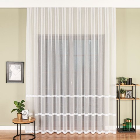 Firanka haftowana ze wzorem na samym dole, wys. 290cm, kolor biały 013417/MIR/001/000290/1