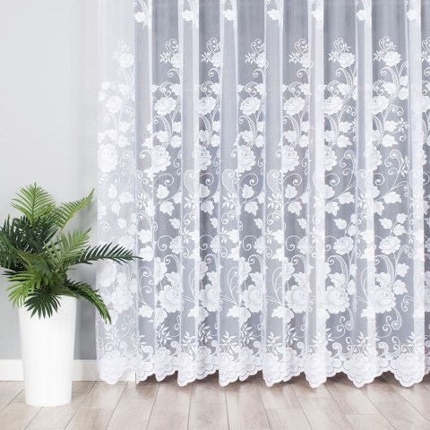 Firanka żakardowa ze wzorem po całości, wys. 230cm, kolor biały 023006/000/001/000230/1