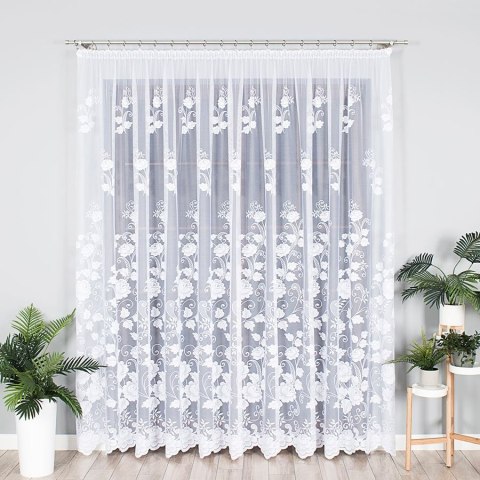 Firanka żakardowa ze wzorem po całości, wys. 230cm, kolor biały 023006/000/001/000230/1