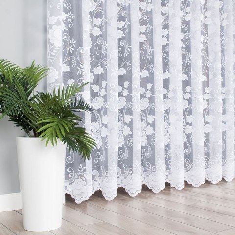 Firanka żakardowa ze wzorem po całości, wys. 230cm, kolor biały 023006/000/001/000230/1