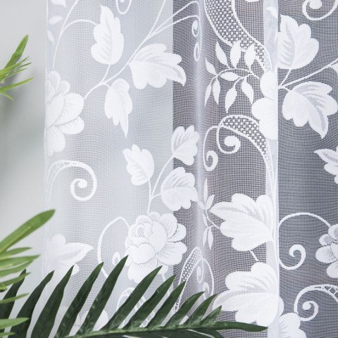 Firanka żakardowa ze wzorem po całości, wys. 230cm, kolor biały 023006/000/001/000230/1