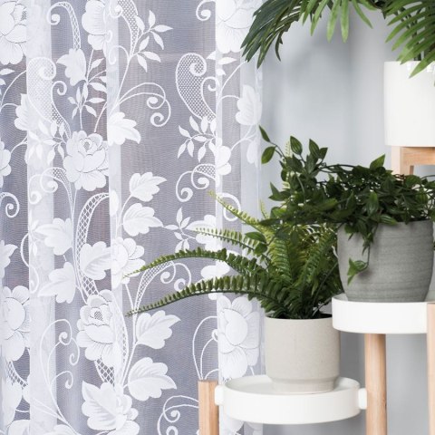 Firanka żakardowa ze wzorem po całości, wys. 230cm, kolor biały 023006/000/001/000230/1