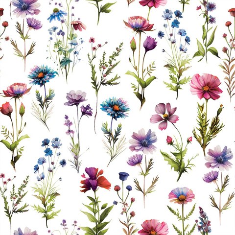 KWIATY POLNE Tkanina na zasłony MILAS, szer. 165cm, kolor biały D00129/MIL/001/165000/1