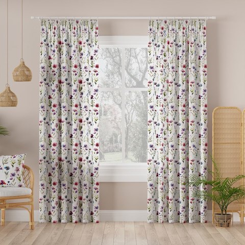 KWIATY POLNE Tkanina na zasłony MILAS, szer. 165cm, kolor biały D00129/MIL/001/165000/1