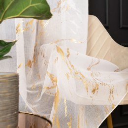 MARMA Firana gotowa na przelotkach z ołowianką, 250x140cm, kolor 004 biały ze złotym zdobieniem 132101