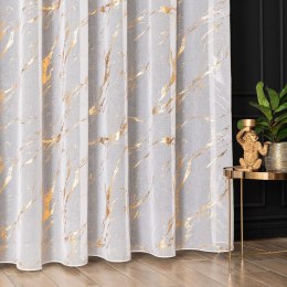 MARMA Firana gotowa na przelotkach z ołowianką, 250x140cm, kolor 004 biały ze złotym zdobieniem 132101