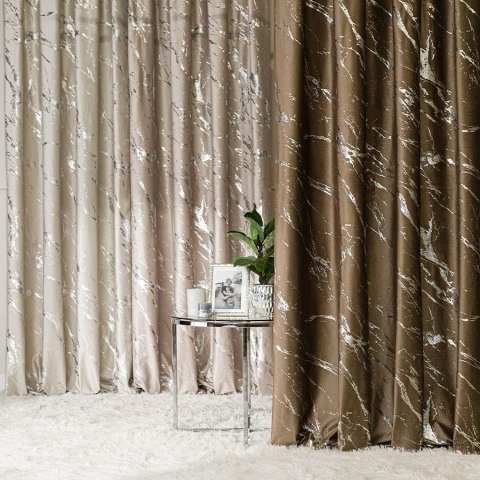 MARMA Tkanina na zasłony, wys. 300cm, kolor 002 brązowy ze srebrnym nadrukiem na VELVI TD0037/TDP/002/000300/1