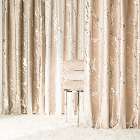 MARMA Tkanina na zasłony, wys. 300cm, kolor 003 jasny beżowy ze srebrnym nadrukiem na VELVI TD0037/TDP/003/000300/1