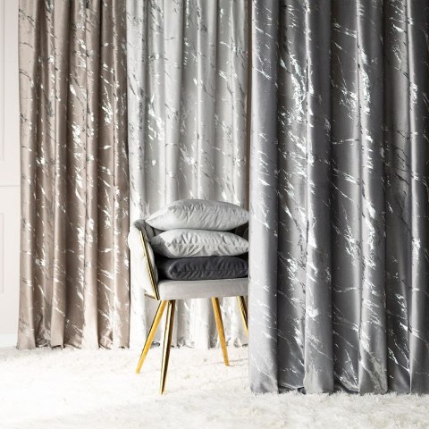 MARMA Tkanina na zasłony, wys. 300cm, kolor 005 jasny szary ze srebrnym nadrukiem na VELVI TD0037/TDP/005/000300/1