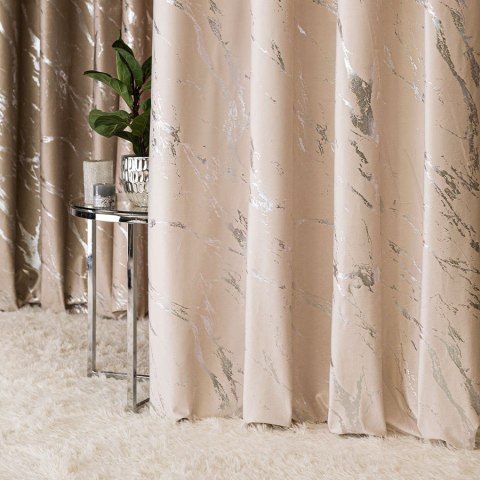 MARMA Tkanina na zasłony, wys. 300cm, kolor 016 kremowy ze srebrnym nadrukiem na VELVI TD0037/TDP/016/000300/1