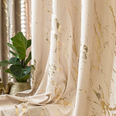 MARMA Tkanina na zasłony, wys. 300cm, kolor 016 kremowy ze złotym nadrukiem na VELVI TD0033/TDP/016/000300/1