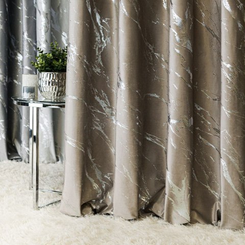 MARMA Tkanina na zasłony, wys. 300cm, kolor 017 szaro-beżowy ze srebrnym nadrukiem na VELVI TD0037/TDP/017/000300/1