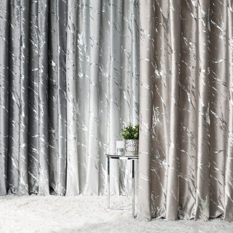 MARMA Tkanina na zasłony, wys. 300cm, kolor 017 szaro-beżowy ze srebrnym nadrukiem na VELVI TD0037/TDP/017/000300/1