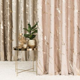 MARMA Zasłona gotowa na przelotkach, 250x140cm, kolor 003 jasny beżowy ze złotym nadrukiem na VELVI TD003