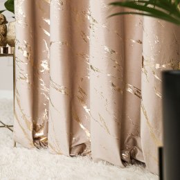 MARMA Zasłona gotowa na przelotkach, 250x140cm, kolor 003 jasny beżowy ze złotym nadrukiem na VELVI TD003
