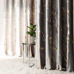 MARMA Zasłona gotowa na przelotkach, 250x140cm, kolor 005 jasny szary ze złotym nadrukiem na VELVI TD0033