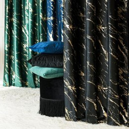 MARMA Zasłona gotowa na przelotkach, 250x140cm, kolor 111 czarny ze złotym nadrukiem na VELVI TD0033/ZGP/