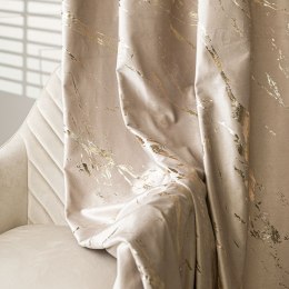 MARMA Zasłona gotowa na taśmie, 250x140cm, kolor 015 ciemny kremowy ze złotym nadrukiem na VELVI TD0033/Z