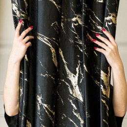 MARMA Zasłona gotowa na taśmie, 250x140cm, kolor 111 czarny ze złotym nadrukiem na VELVI TD0033/ZGT/111/1