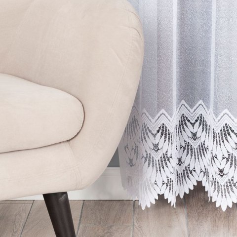 FELICJA Firanka żakardowa gotowa ze wzorem na samym dole , 250x200cm, kolor biały 018989/FBP/0