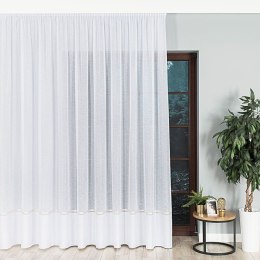 Firanka fantazyjna ze wzorem na samym dole z ołowianką, wys. 250cm, kolor 003 biały ze złotym pasem 000641/000/003/000250/1
