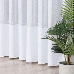 Firanka fantazyjna ze wzorem na samym dole z ołowianką, wys. 330cm, kolor biały ze srebrnym pasem 000641/000/001/000330/