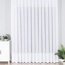 Firanka fantazyjna ze wzorem na samym dole z ołowianką, wys. 330cm, kolor biały ze srebrnym pasem 000641/000/001/000330/