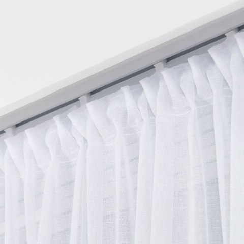 Firanka fantazyjna ze wzorem na samym dole z ołowianką, wys. 330cm, kolor biały ze srebrnym pasem 000641/000/001/000330/