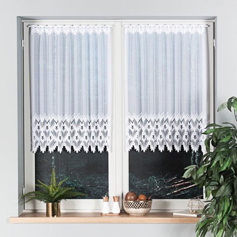 Firanka zazdrostka, żakardowa ze wzorem na samym dole, wys. 100cm, kolor biały 018989/000/001/000100/1