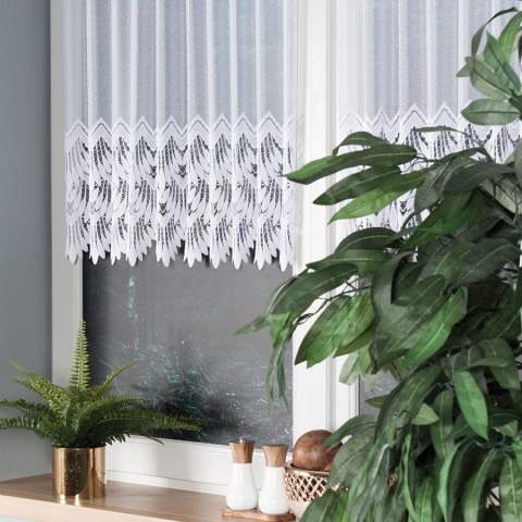 Firanka zazdrostka, żakardowa ze wzorem na samym dole, wys. 100cm, kolor biały 018989/000/001/000100/1