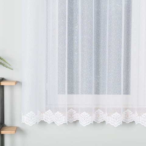 Firanka żakardowa ze wzorem na samym dole, wys. 170cm, kolor biały 023405/000/001/000170/1