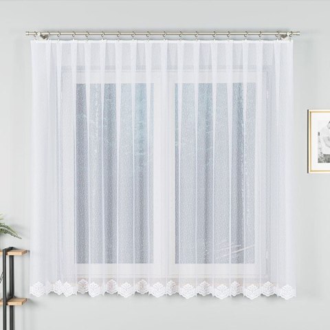 Firanka żakardowa ze wzorem na samym dole, wys. 170cm, kolor biały 023405/000/001/000170/1