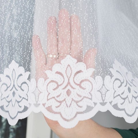 Firanka żakardowa ze wzorem na samym dole, wys. 170cm, kolor biały 023405/000/001/000170/1