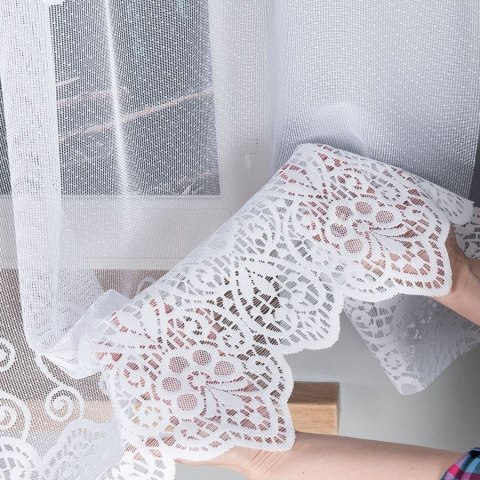 Firanka żakardowa pasowa, wys. 180cm, kolor biały 018495/000/001/000180/1