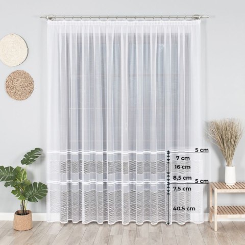 Firanka żakardowa, pasowa, wys. 250cm, kolor biały 018601/000/001/000250/1