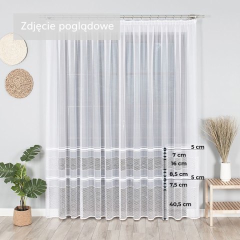 Firanka żakardowa, pasowa, wys. 250cm, kolor biały 018601/000/001/000250/1