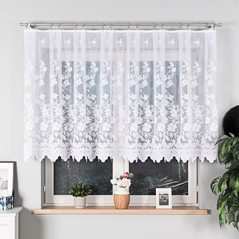 Firanka żakardowa ze wzorem po całości, wys. 120cm, kolor biały 023092/000/001/000120/1