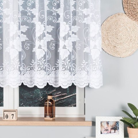 Firanka żakardowa ze wzorem po całości, wys. 130cm, kolor biały 023006/000/001/000130/1