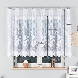 Firanka żakardowa ze wzorem po całości, wys. 130cm, kolor biały 023006/000/001/000130/1