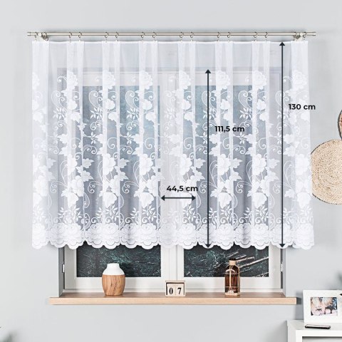 Firanka żakardowa ze wzorem po całości, wys. 130cm, kolor biały 023006/000/001/000130/1