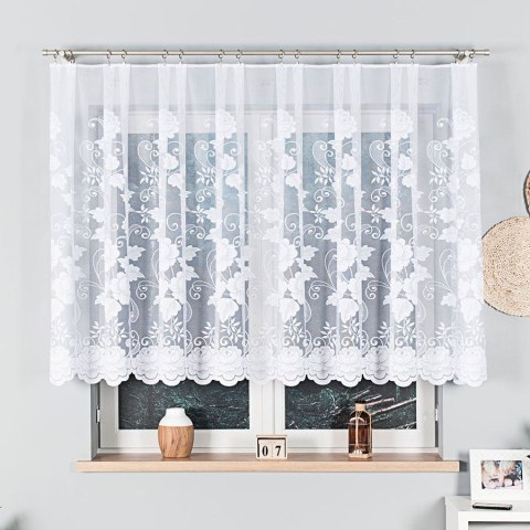 Firanka żakardowa ze wzorem po całości, wys. 130cm, kolor biały 023006/000/001/000130/1