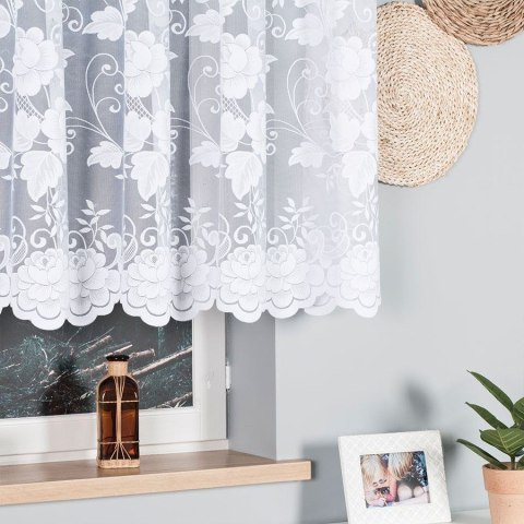 Firanka żakardowa ze wzorem po całości, wys. 130cm, kolor biały 023006/000/001/000130/1