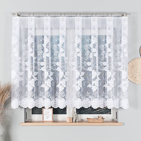 Firanka żakardowa ze wzorem po całości, wys. 140cm, kolor biały 023006/000/001/000140/1