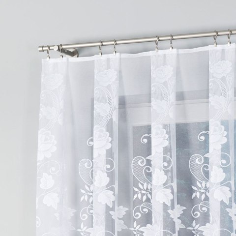 Firanka żakardowa ze wzorem po całości, wys. 140cm, kolor biały 023006/000/001/000140/1