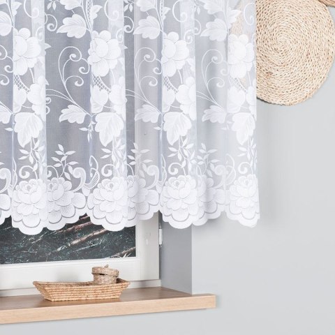 Firanka żakardowa ze wzorem po całości, wys. 140cm, kolor biały 023006/000/001/000140/1