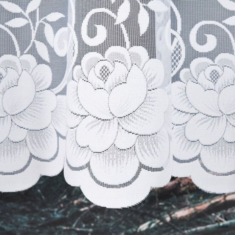 Firanka żakardowa ze wzorem po całości, wys. 140cm, kolor biały 023006/000/001/000140/1