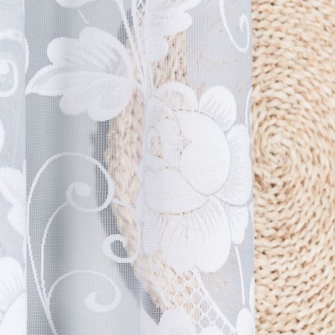 Firanka żakardowa ze wzorem po całości, wys. 140cm, kolor biały 023006/000/001/000140/1