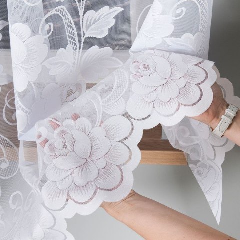 Firanka żakardowa ze wzorem po całości, wys. 140cm, kolor biały 023006/000/001/000140/1