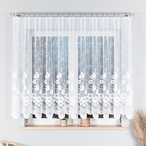 Firanka żakardowa ze wzorem po całości, wys. 150cm, kolor biały 018041/000/001/000150/1