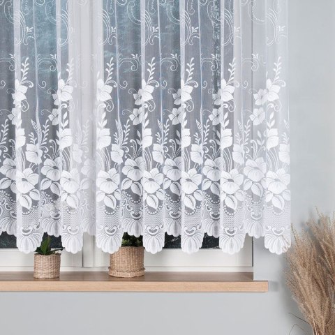 Firanka żakardowa ze wzorem po całości, wys. 150cm, kolor biały 018041/000/001/000150/1